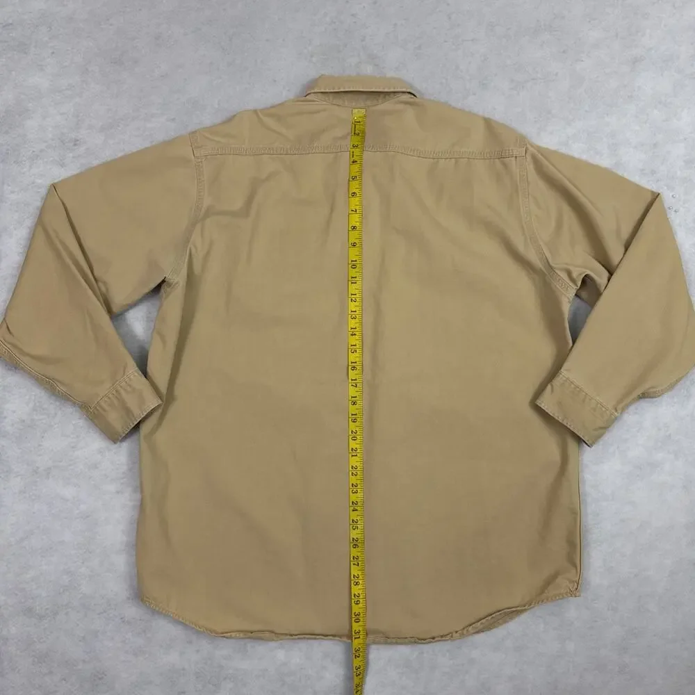 Carhartt Work Shirt Mens XXL Sandstone Cotton Twill Button Down Pockets Logo VTG